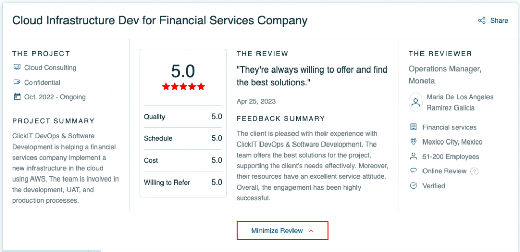 Cloud infrastructure service review