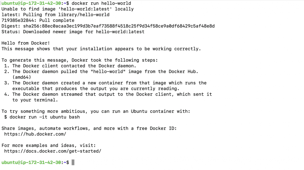 test Docker container