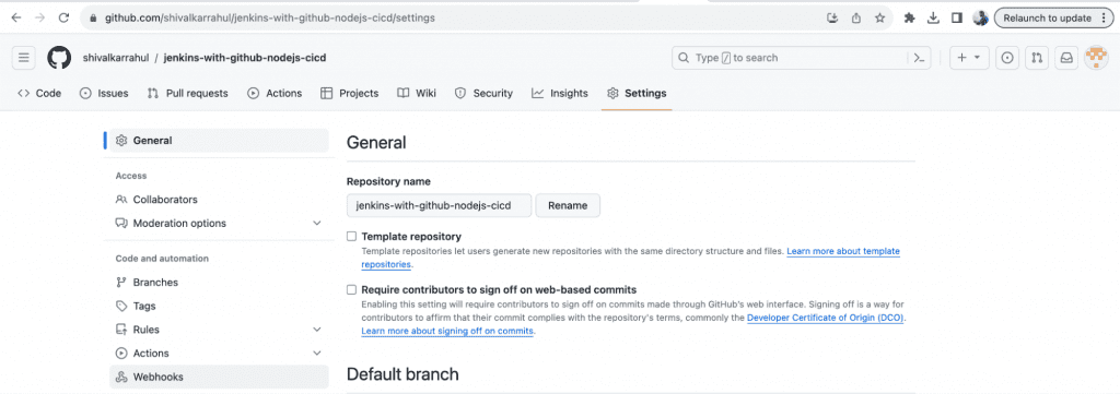 Then on the left-hand side, select "Webhook."