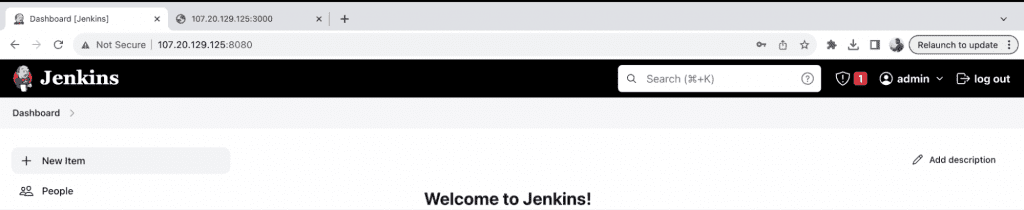 How to integrate Jenkins with GitHub: welcome to jenkins dashboard