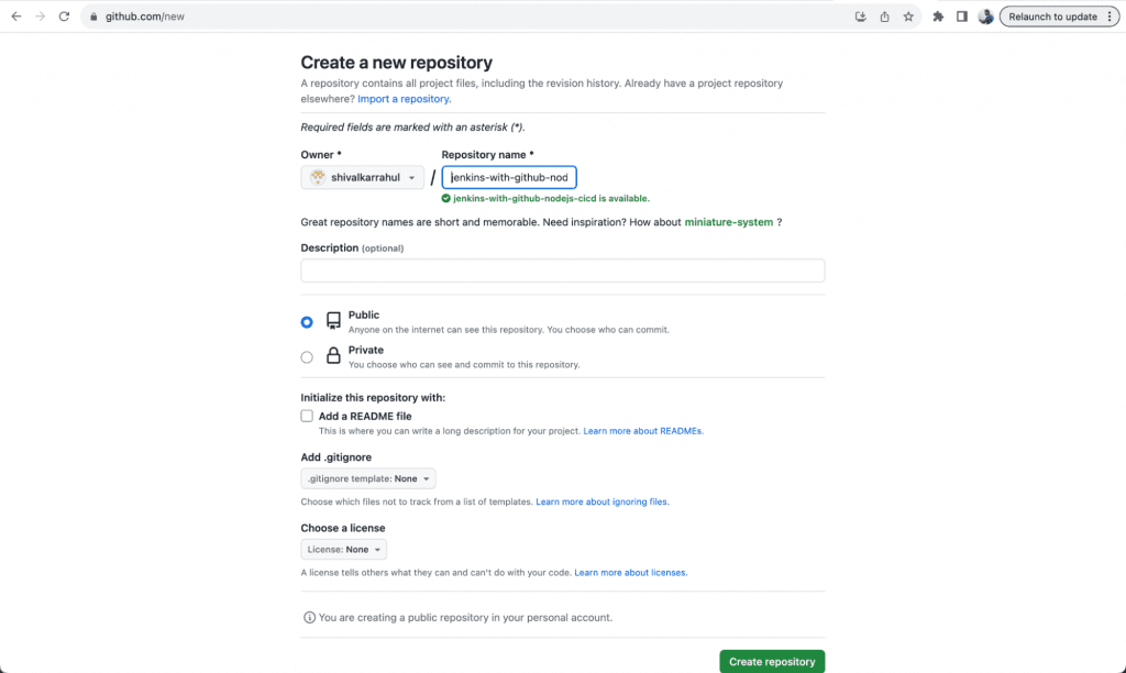 Setup a new repository and create a personal access token