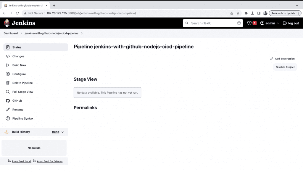 How to integrate Jenkins with GitHub: locate the "Build Now" option in the pipeline
