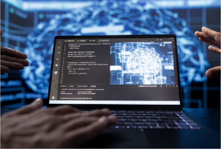 Thumbnail Laptop coding an React AI app