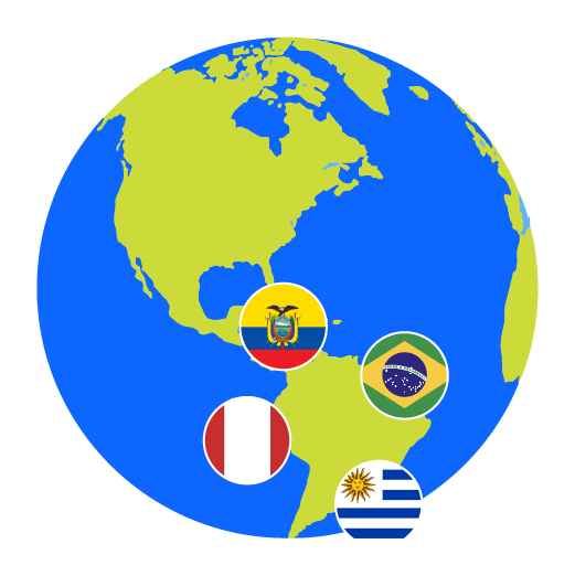 Flag of Ecuador, Peru, Brazil and Uruguay
